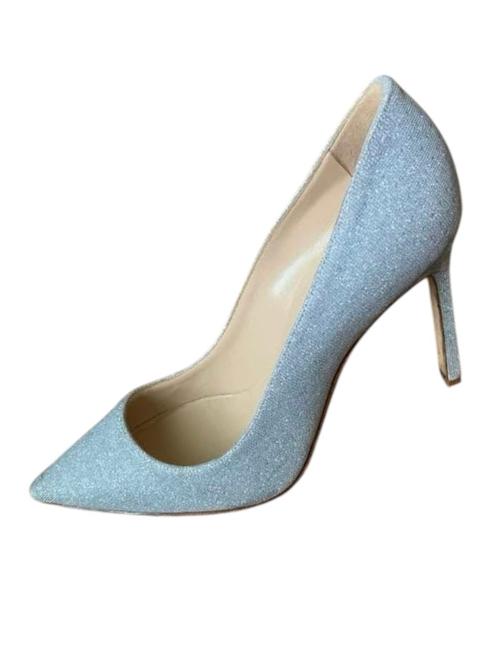 Manolo Blahnik BB Silver Sparkle Pointed Pumps